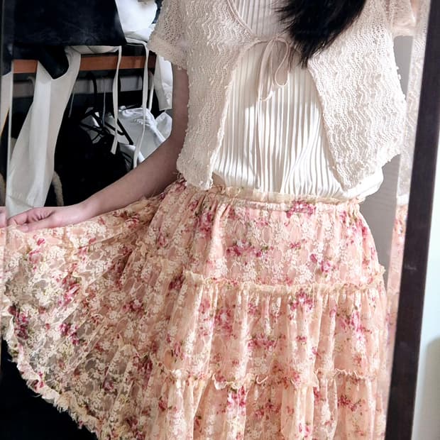 3p 리즈리사깔 히메 꽃무늬 스커트 빈티지 코디셋세트