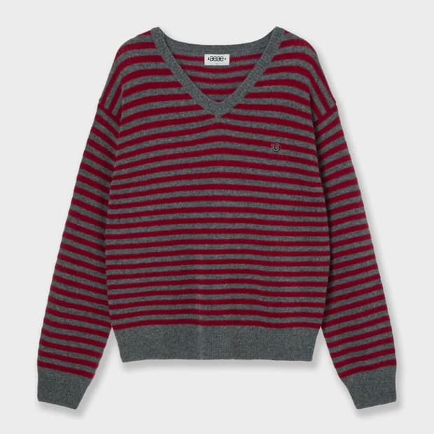 aeae 스트라이프 브이넥 니트 풀오버