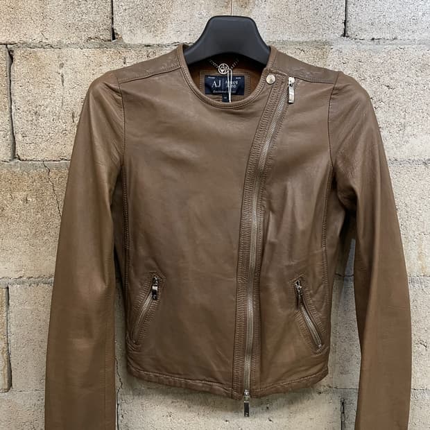 아르마니 진스 바이커 레더 자켓