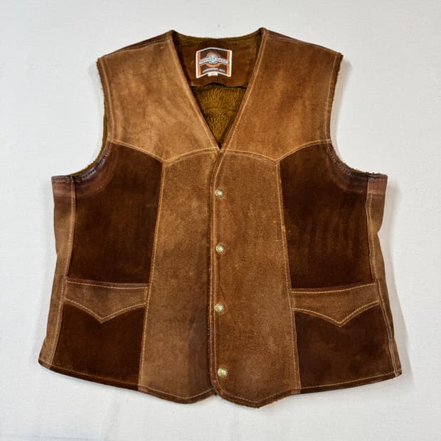 M) PIONEER WEAR USA 스웨이드 웨스턴 베스트 브라운