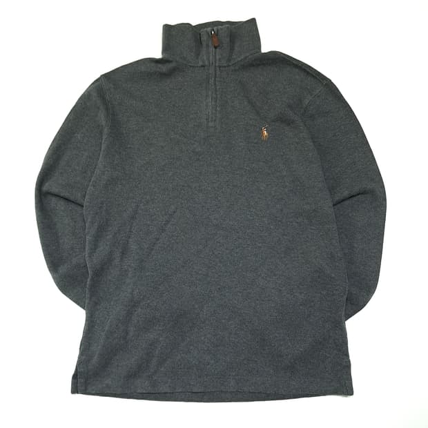 CL830 S 폴로 가죽풀러 그레이 하프집업 스웻셔츠