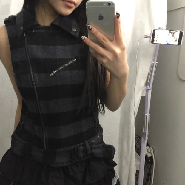 Heritage 1981 고스펑크 고딕 갸루 체크 vest