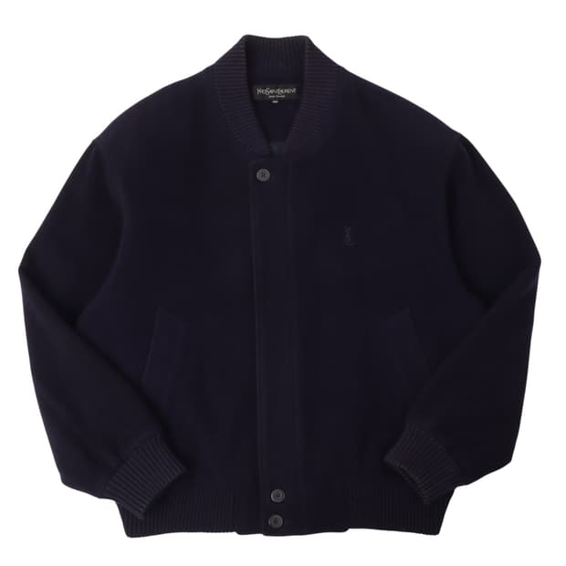 입생로랑 네이비 울 ysl로고 블루종 자켓