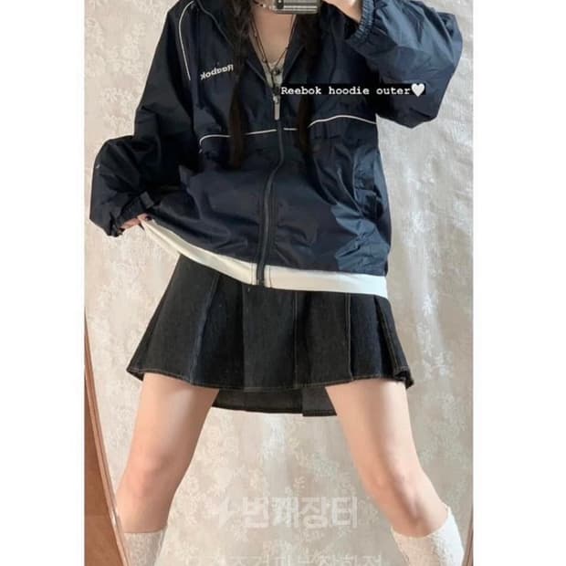 butterfly vintage reebok 리복 네이비 바람막이 후디