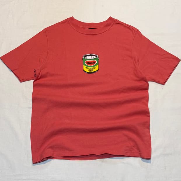 스투시 페인트캔 반팔 티셔츠 코랄 핑크