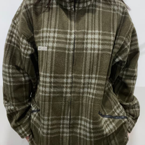 90‘s Columbia 컬럼비아 타탄체크 2way 플리스 자켓