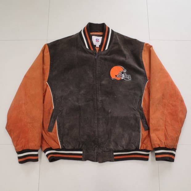 NFL 브라운스 G-III 리얼레더 바시티 자켓 XL