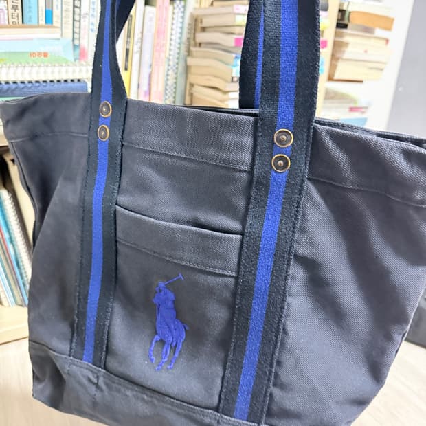 폴로 네이비 토트백