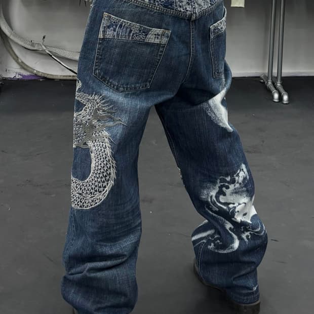 카라쿠리 타마시 오리엔탈 드래곤 데님팬츠