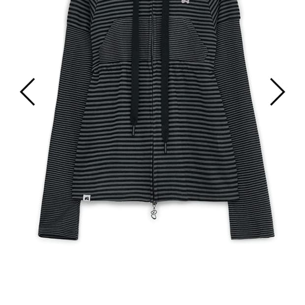 hugyourskin 스트라이프 후드 집업 차콜