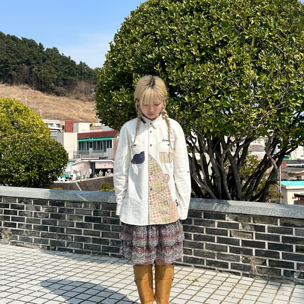 드럭스토어 패치워크 자수 셔츠