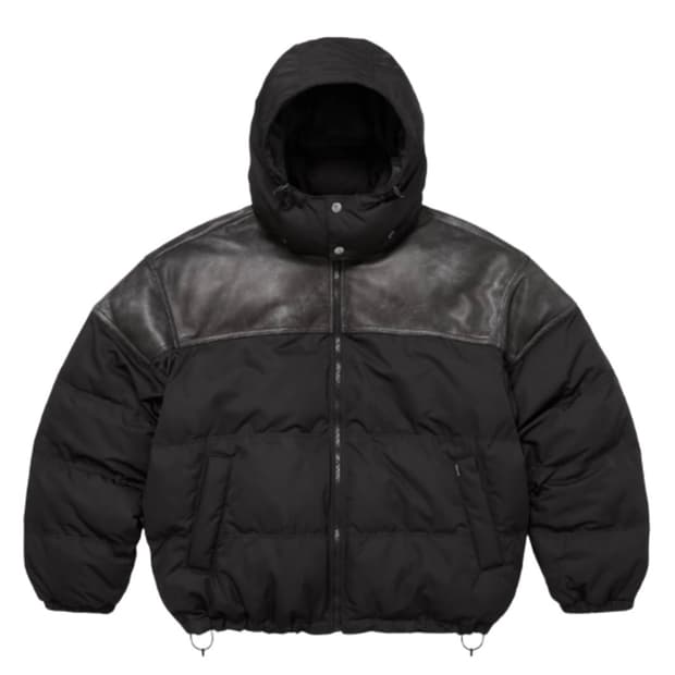 슈프림 레더 요크 퍼퍼 자켓 블랙