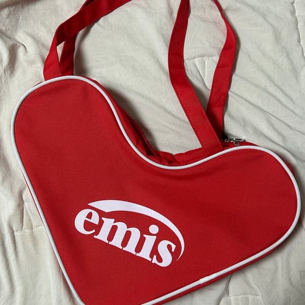 이미스 하트 레드 숄더백
