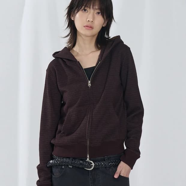 [새상품] 슬로우애시드 우먼스 부클 스트라이프 후드집업