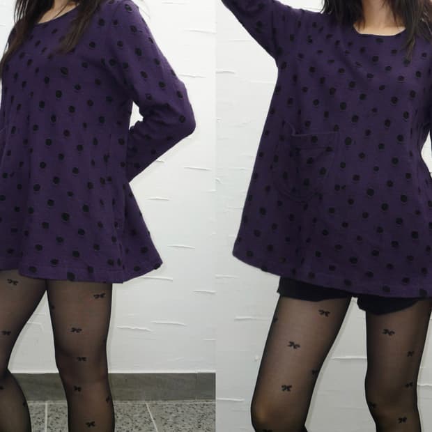 purple dot flare knit
