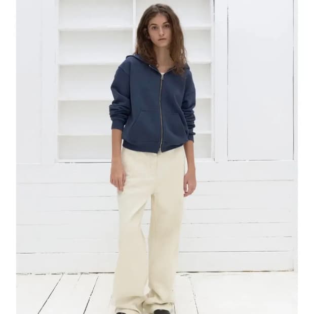 포저 워시드 빈티지 후드집업 블루