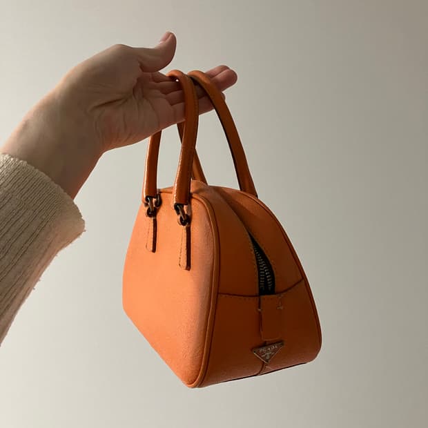 프라다 볼링백 토트백 오렌지