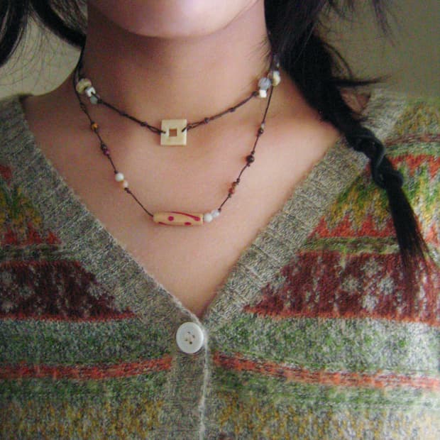 wooden grape necklace 우든 그레이프 목걸이