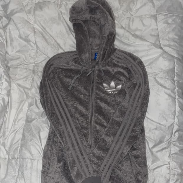 희귀)) 아디다스 회색 도트 플리스 후드집업