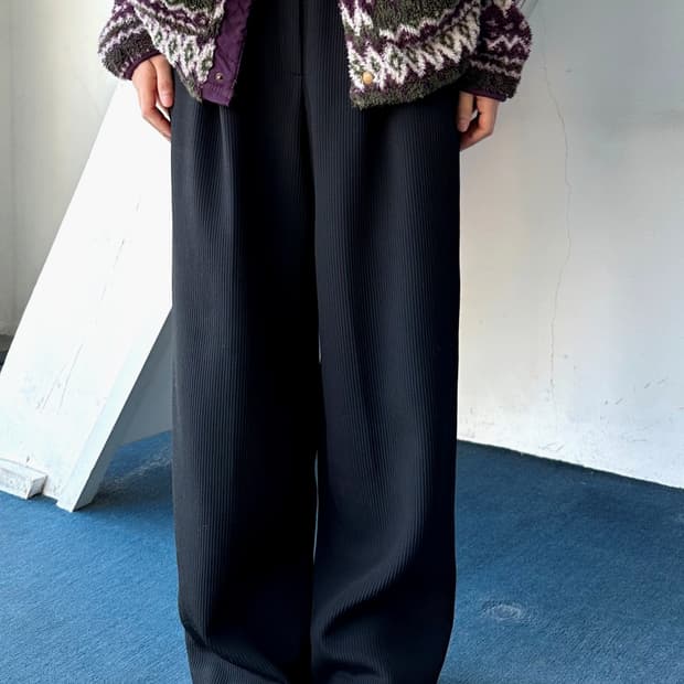 Wool acetate blend design wide trousers
