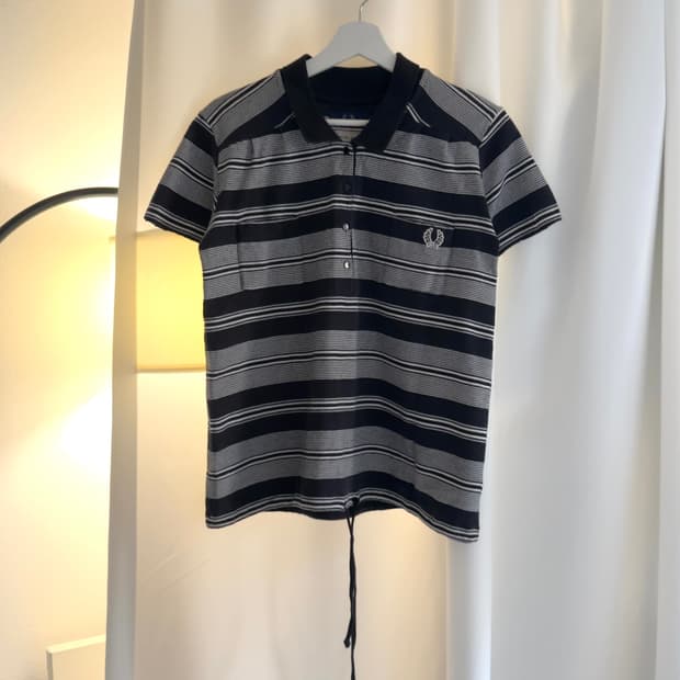 [FRED PERRY]stripe drawstring polo shirt