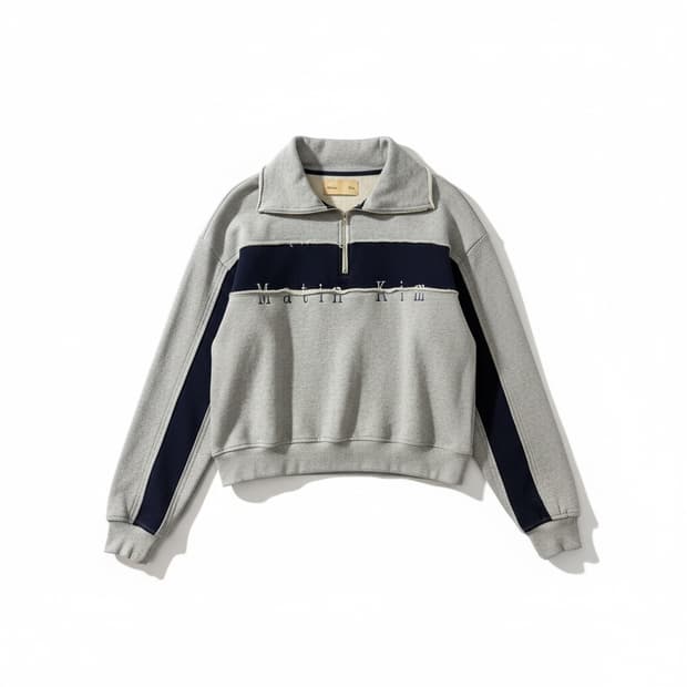 Matin Kim logo half zip sweatshirt S