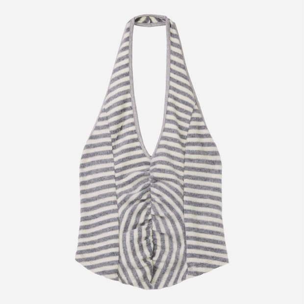 세릭 cerric Fluffy Stripe Sleeveless Gray