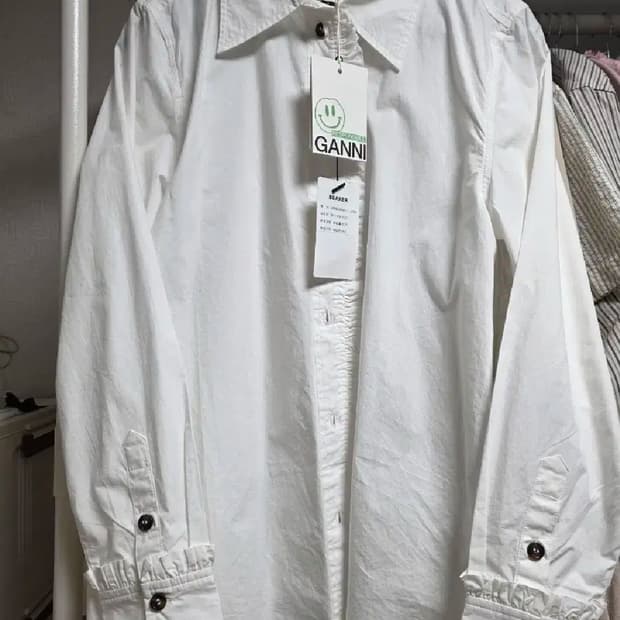 GANNI (가니) 화이트 코튼 셔츠
