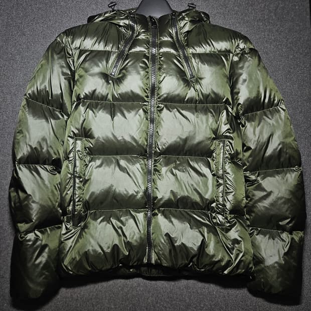 NIX 유광 후드 오리털 패딩 D/GREEN 95