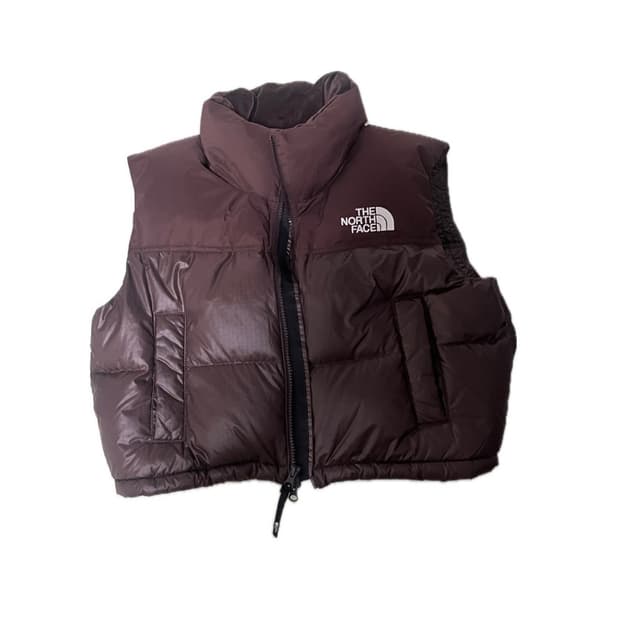 노스페이스 노벨티 눕시 다운 베스트 크롭 패딩조끼 브라운