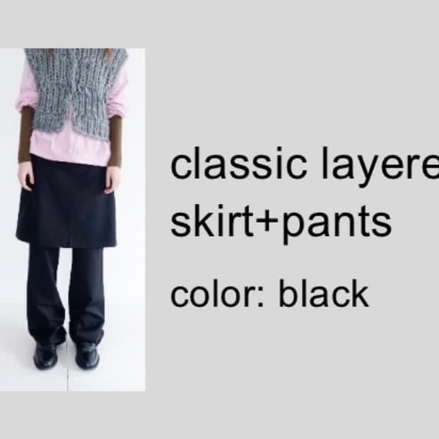 샵페어리 classic layered skirt+pants black