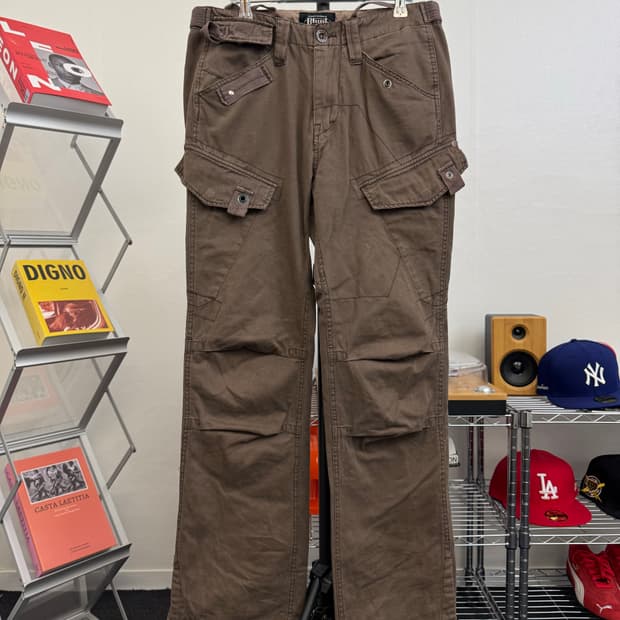 Vintage 브라운 카고 슬릿 세미와이드 팬츠