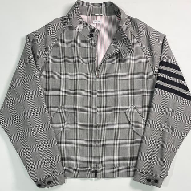 톰브라운 글렌체크 사선 헤링턴자켓 