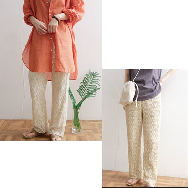 URBAN RESEARCH DOORS 크로셰레이스이지팬츠