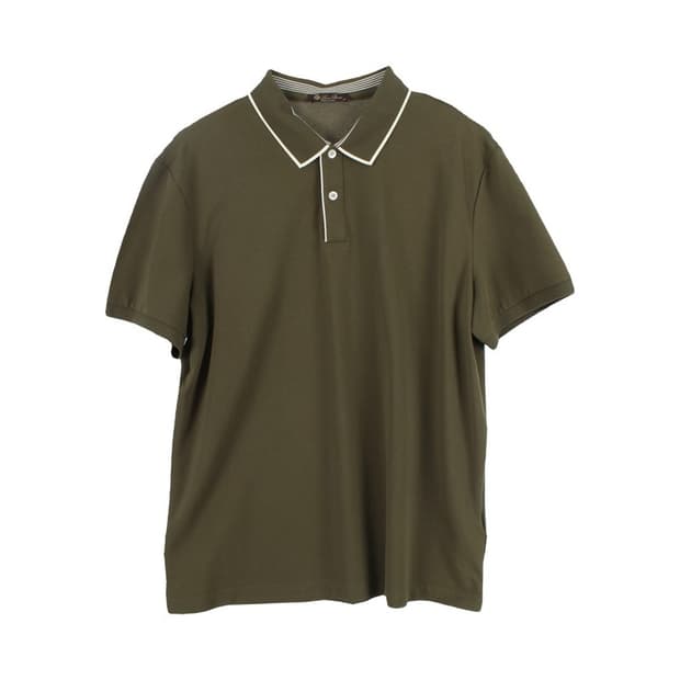 로로피아나 (MEN - XL) 코튼 버튼 로고 카라넥 반팔 티셔츠