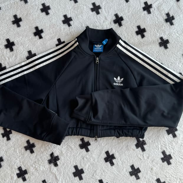 아디다스 크롭 져지 집업 투웨이 빈티지 기모