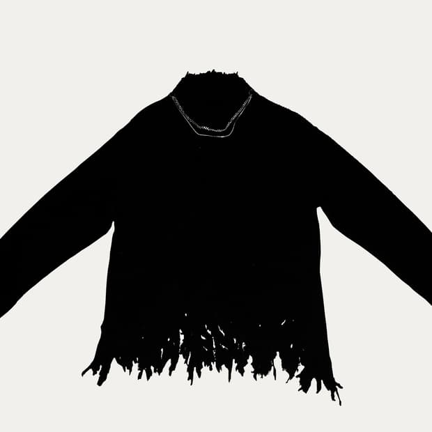 [OS] 빈티지 아카이브 세이비어 컷 아웃 모크넥 니트 블랙