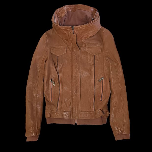 빈티지 가죽 오렌지 브라운 레더자켓