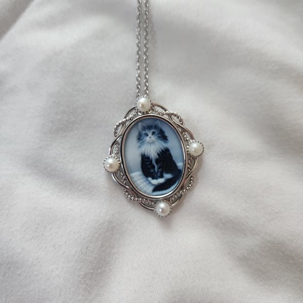 아게이트 고양이 카메오 펜던트