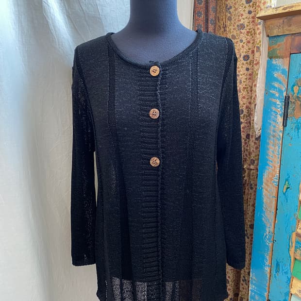 블랙 테이프얀 가디건(L)