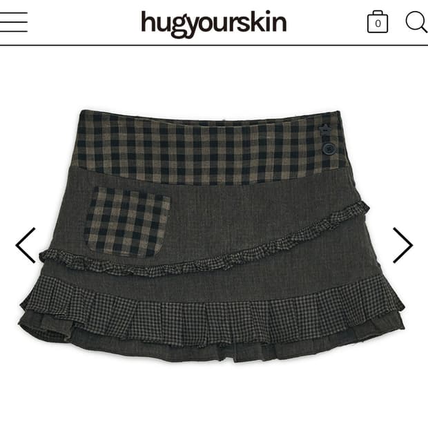 허그유어스킨 체크 러플 미니 스커트 브라운 새상품