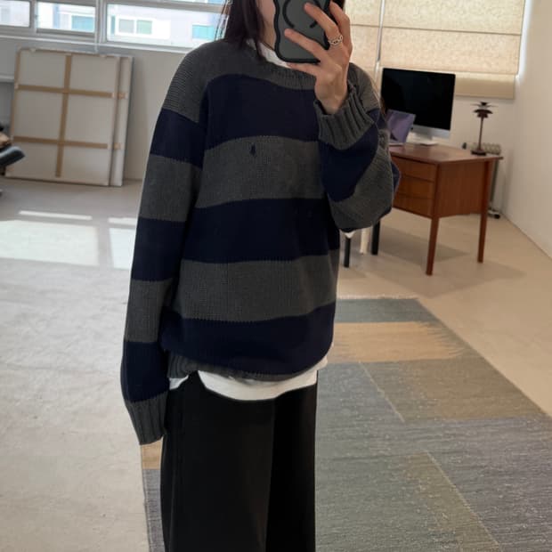 폴로 스트라이프 니트