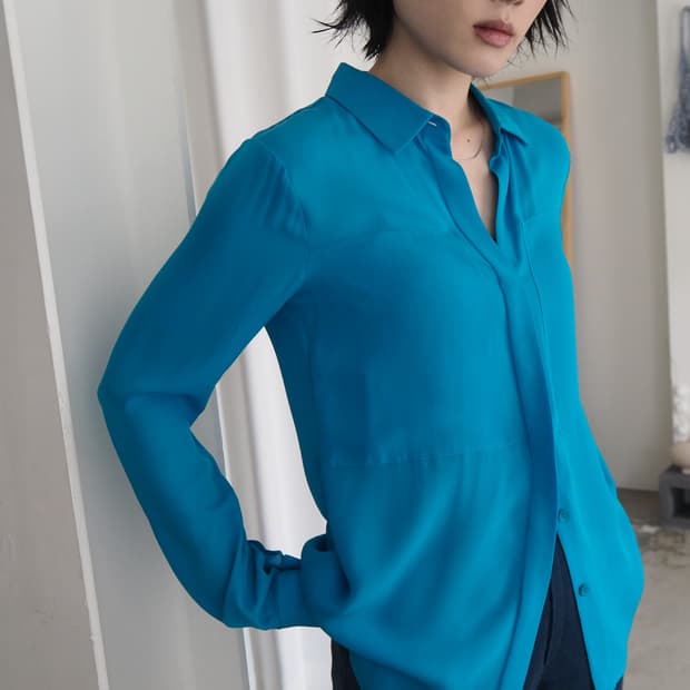 theory silk blouse