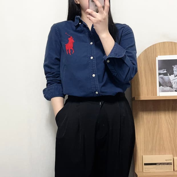 [정품] 폴로 네이비 / 레드빅포니 솔리드 셔츠 [ 실확 ]