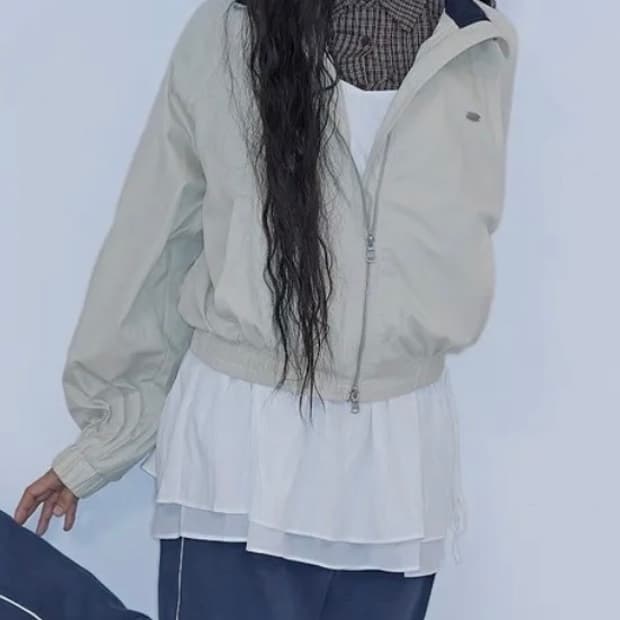 미쏘 하이넥 블루종자켓 베이지
