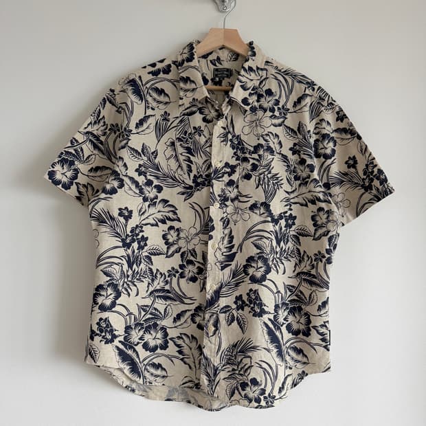 쇼트(SHOTT) 코튼&린넨 하와이안 셔츠(JAPAN, 거의 새제품)
