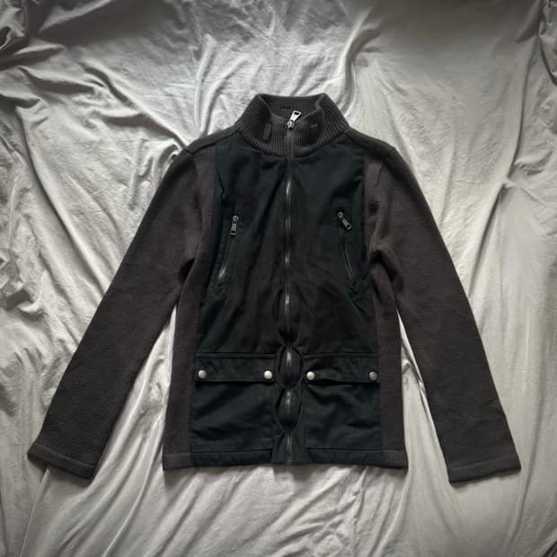 아카이브 락시크 펑크 스터드디테일 배색 집업 자켓