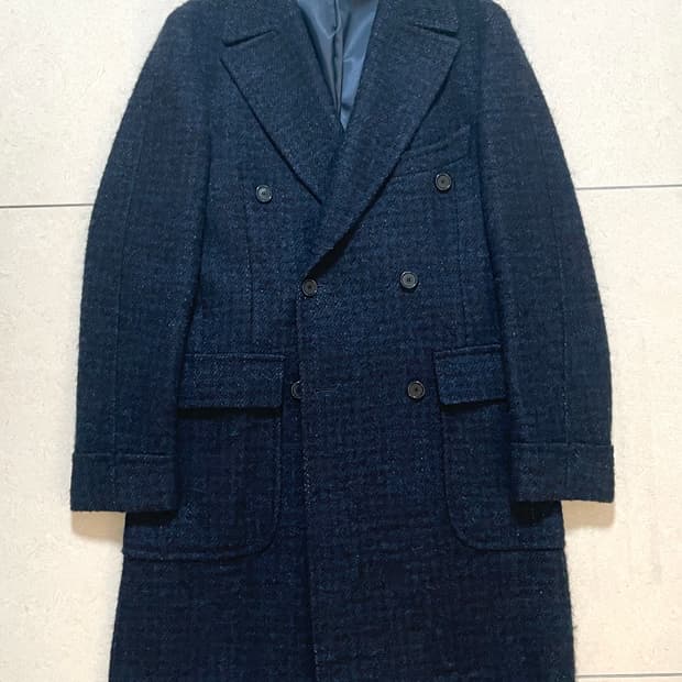 [48] 맨온더분 네이비 부클레 더블 폴로 코트