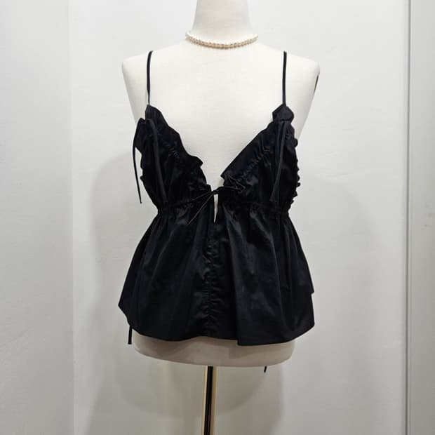 자라(ZARA) 프릴 밴딩 블랙 뷔스티에 M
