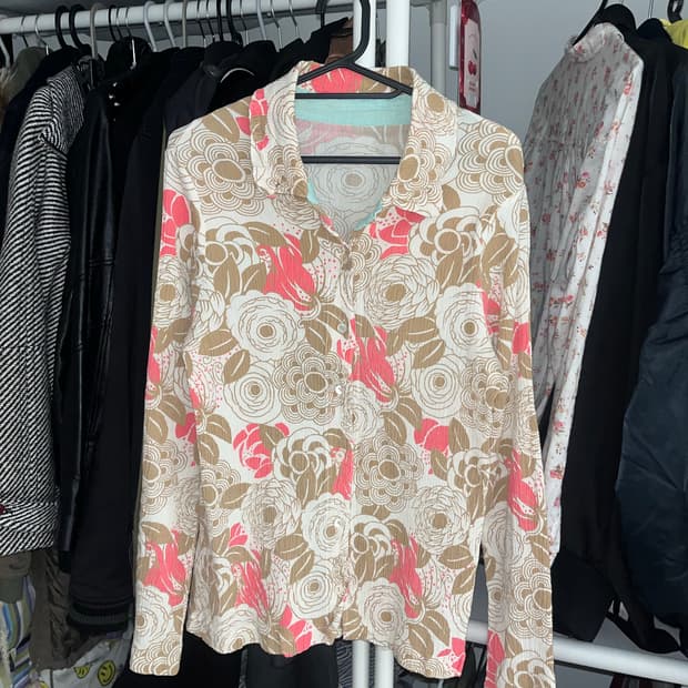 오리엔탈 플라워 셔츠 블라우스